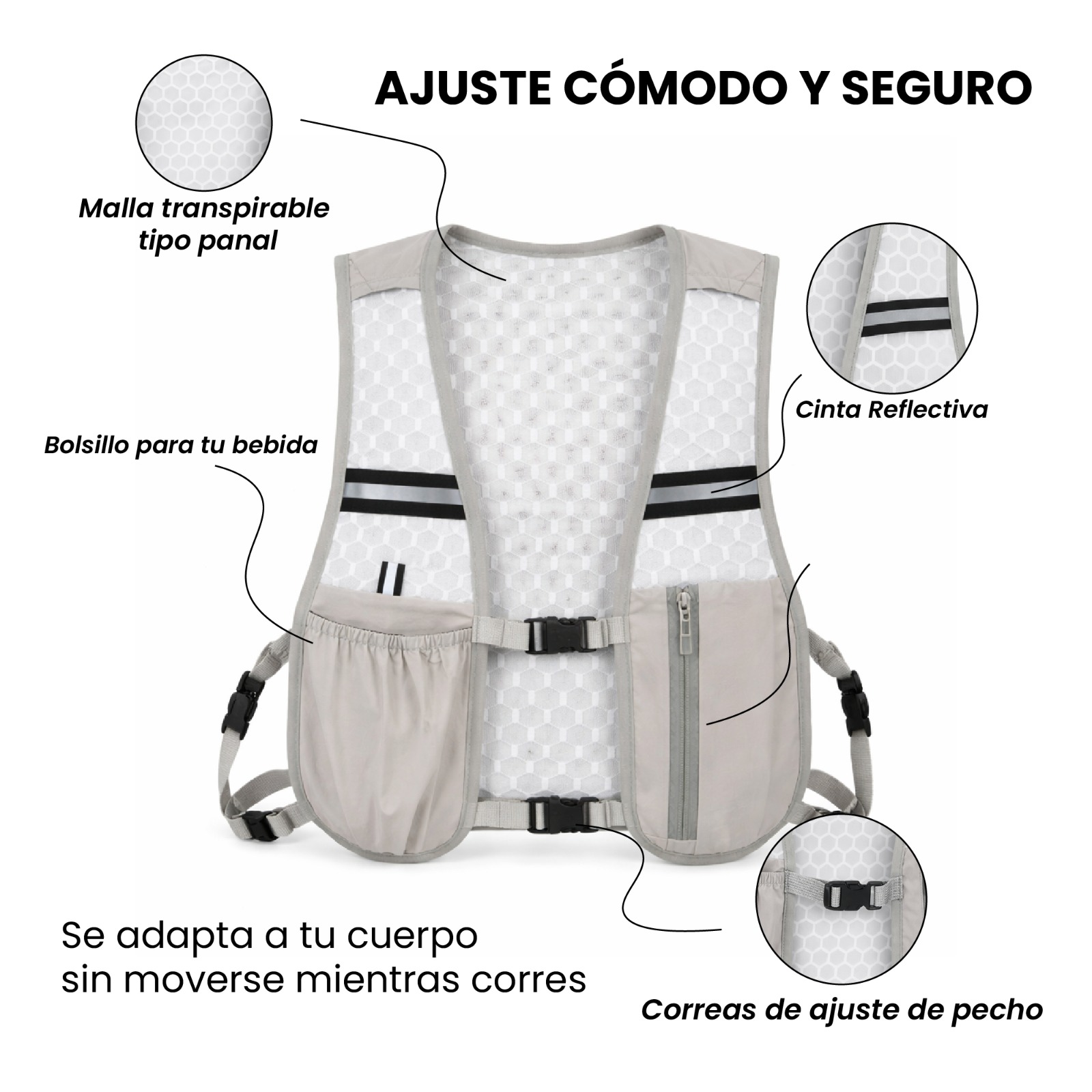 Vista 2 de Chaleco Ajustable Tipo Mochila de Trotar